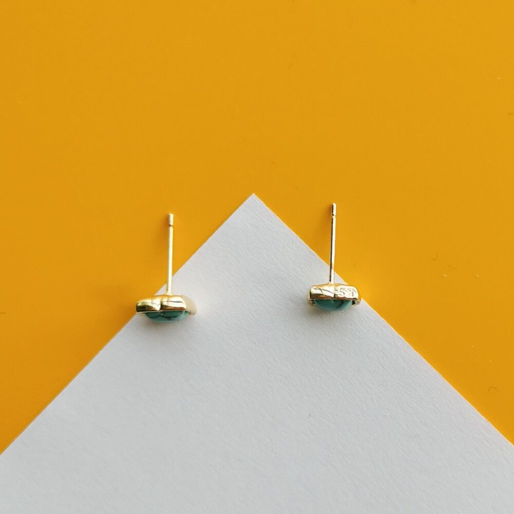Mallory Gold Variegated Turquoise Stud Earrings by Kendra Scott - Picture 4 of 4